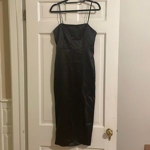 Zara black satin midi dress